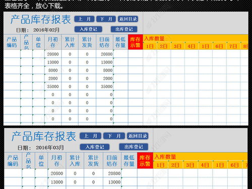 2016企业工厂公司库存管理系统表格excel表格模板下载